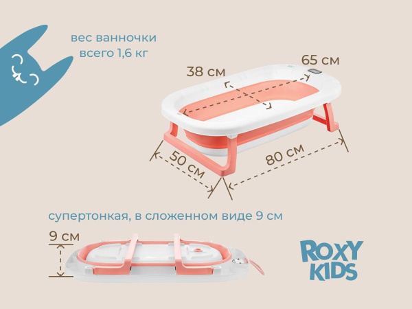 Ванна детская складная для купания ROXY-KIDS с матрасиком