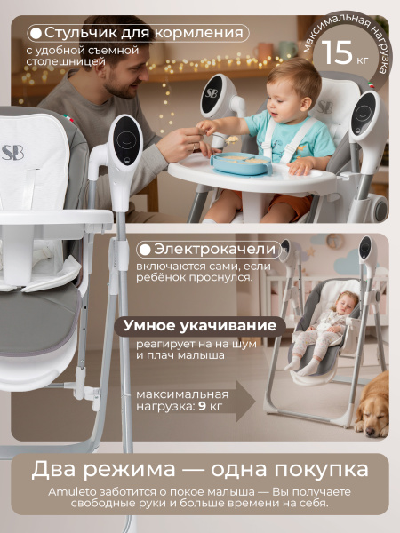 Стульчик для кормления - электрокачели Sweet Baby Amuleto